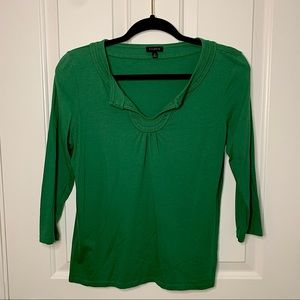 Talbots | 3/4 Sleeve Top Green V-neck, Size M